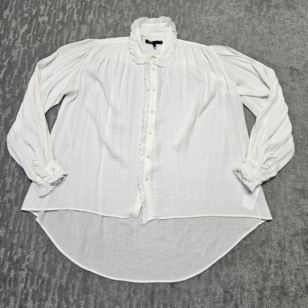Maje White Sheer Womens Top Shirt  Blouse Sz 0‎